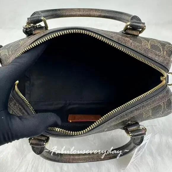 Coach Rowan Satchel Bag Loved Signature Canvas With Charms CDY16 Gold/Brown NWT - Picture 7 of 8